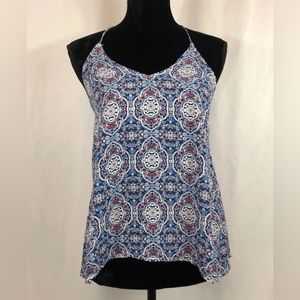 PAPER CRANE Blue Print Spaghetti Strap Top Sz S